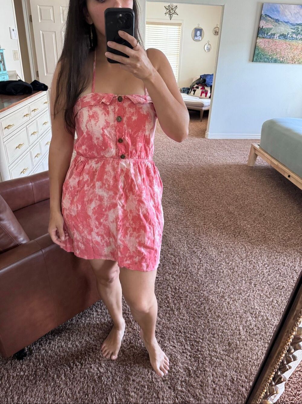 Peppermint Y2K womens M pink tye dye summer mini short dress sleeveless small ha